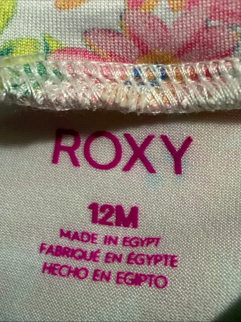 ROXY size 12 months 2 piece swim set long-sleeve swim top and bottoms floral
